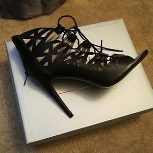 Black lace up Stilettos
